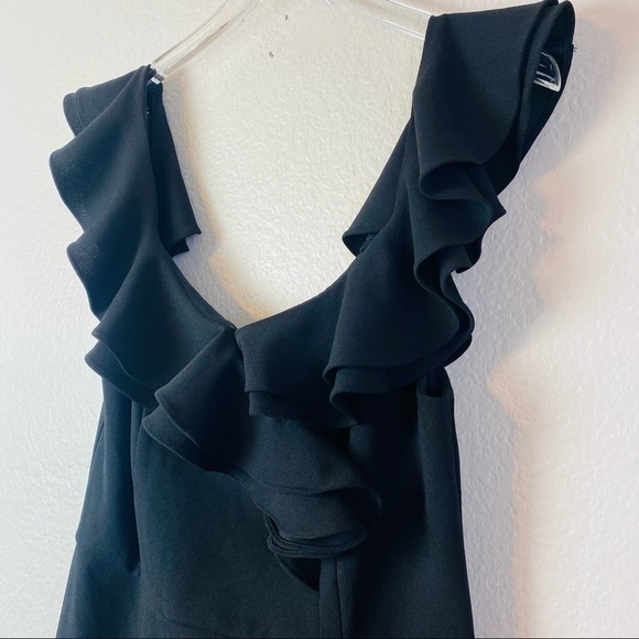 Lulu’s Tier Ruffle Flounce Front Black Cocktail Dress Size L - Picture 2 of 9
